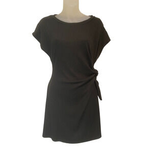 Little Black Dress Womens Medium Flattering Ruching Side Tie Cotton Knit Spring